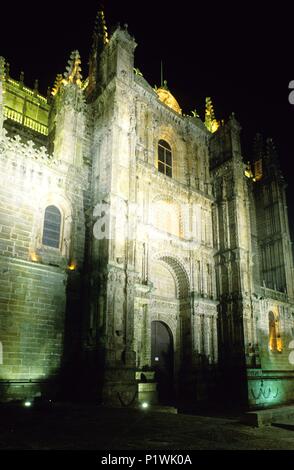 Spanien - Extremadura - Tierra de Plasencia (Kreis) - caceres. Plasencia; Catedral Nueva; fachada plateresca,. Stockfoto