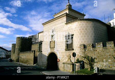 Spanien - Extremadura - Tierra de Plasencia (Kreis) - caceres. Plasencia; Puerta de Trujillo/Murallas. Stockfoto