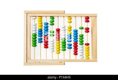 Mathematische Konzept. Abacus, Holz-, ausgeschnitten und auf weißem Hintergrund Stockfoto