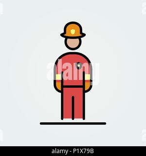 Feuerwehrmann Symbol Avatar einfach Flat Style Abbildung. Stock Vektor