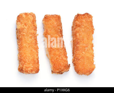 Zerschlagene Fischfilet auf weißem Hintergrund. Stockfoto