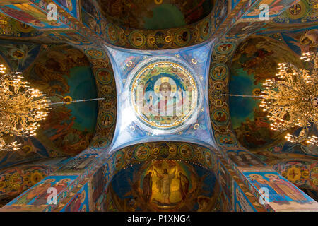 Sankt Petersburg, Russland - 10 Juli 2017: Innenraum der Kirche des Erlösers auf Blut in St. Petersburg, Russland Stockfoto