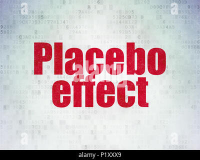 Gesundheitskonzept: Placebo-Effekt auf digitale Daten Papierhintergrund Stockfoto