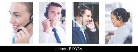 Collage von Customer Service Help Team im Call Center Stockfoto