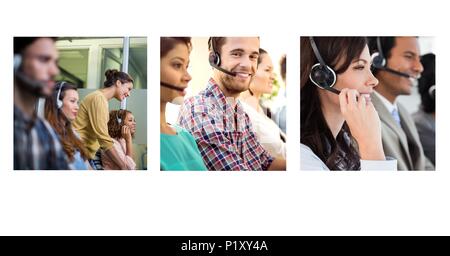 Collage von Customer Service Help Team im Call Center Stockfoto