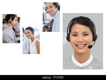 Collage von Customer Service Help Team im Call Center Stockfoto