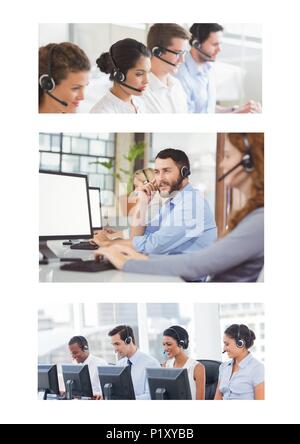 Collage von Customer Service Help Team im Call Center Stockfoto
