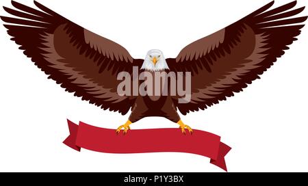 American Eagle Flügeln, die mit Band in der talons Vector Illustration Stock Vektor