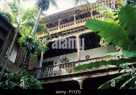 La Orotava, Casa de los Balcones Gericht am San Francisco Straße. Stockfoto