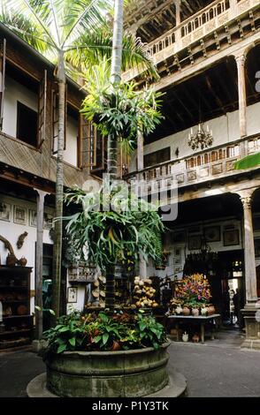 La Orotava, Casa de los Balcones Gericht am San Francisco Straße. Stockfoto