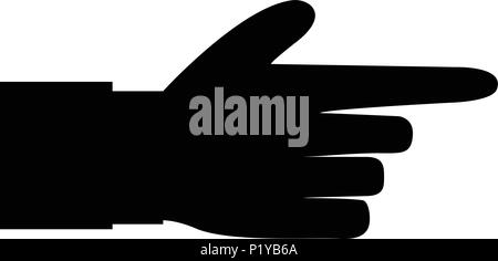 Zeigefinger Abbildung: Geschäftsmann schwarze Hand mit Zeigefinger auf weißem Hintergrund zeigt. Schwarz rechts finger Vektor Symbol fo Stock Vektor
