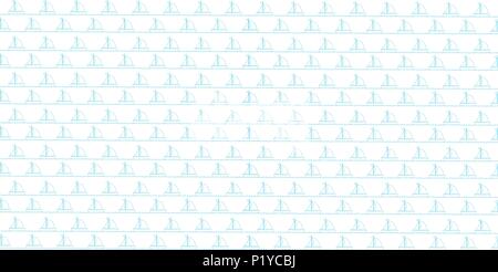 Nahtlose Meer Muster mit blauen Segeln Schiffe auf weißem Hintergrund. Nautische baby wallpaper Pattern mit Kontur Boote auf Wellen. Vektor illustrati Stock Vektor