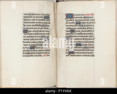 . Trivulzio Buch der Stunden-KW-SMC1-Folios 178v (links) und 179 r (rechts). Linken seite Folio 178 V; rechte Seite Folio 179 r von der Trivulzio Buch der Stunden-KW-SMC1. ca. 1470. Schreiber: Nicolas Spierinc 310 Trivulzio Buch der Stunden-KW-SMC1-Folios 178v (links) und 179 r (rechts) Stockfoto