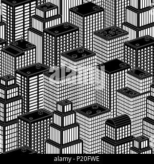 3D-Isometrische Stadt, nahtlose Hintergrund Stock Vektor