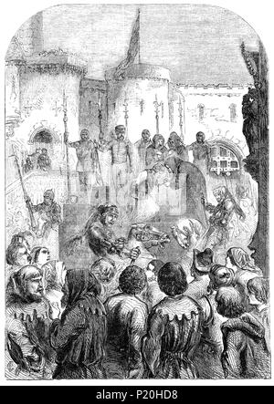 Die Ausführung der Erzbischof Richard Scope in New York nach einer Rebellion gegen König Heinrich IV. am 8. Juni 1405. Im Jahre 1405, Henry Percy, Earl of Northumberland, Thomas Mowbray, Earl von Norfolk und Richard Scrope, Erzbischof von York gegen übermäßige Besteuerung rebellierte, Misshandlung der Kirche und des Klerus, und Korruption im Haushalt des Königs. Sie hob eine Armee der normalen Leute in Yorkshire, aber stand sie als Ralph Neville, Graf von Westmorland, versicherte Scrope und Mowbray, dass ihre Beschwerden erfüllt werden würden. Aber Westmorland hatte sie inhaftiert, dann enthauptet außerhalb der Stadt. Stockfoto