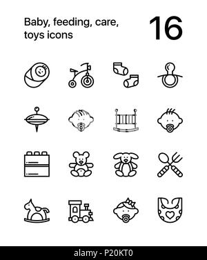 Baby, Fütterung, Pflege, Spielzeug Icons für Web und mobile Design Pack 2 Stock Vektor