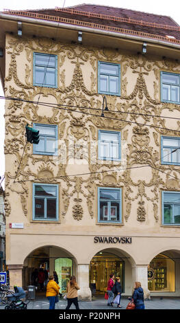 Graz, Österreich - Oktober 23, 2017: der alten Häuser am Hauptplatz Stockfoto