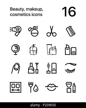 Beauty, Kosmetik, Make-up-Symbole für Web und mobile Design Pack 1 Stock Vektor