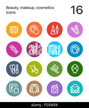 Bunte Schönheit, Kosmetik, Make-up-Symbole für Web und mobile Design Pack 4 Stock Vektor