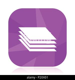 Schichten flachbild Vektor icon. Buchen Sie Violett web-Taste. Grid internet Platz anmelden. 3D-modernes Design Symbol in der Eps 10. Stock Vektor