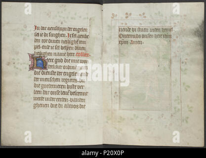 . Buch der Stunden vom Meister des Zweder van Culemborg - KB 79 K 2-Folios 107v (links) und 108 r (rechts). Linken seite Folio 107 v und rechten Seite Folio 108 r aus dem Buch von Stunden durch Master (s) von Zweder van Culemborg. zwischen ca. 1430 und ca. 1435 33 Buch der Stunden vom Meister des Zweder van Culemborg - KB 79 K 2-Folios 107v (links) und 108 r (rechts) Stockfoto