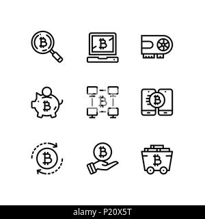 Cryptocurrency, blockchain, bitcoin Bergbau, digitales Geld Vektor einfache Symbole für Web und mobile Design Pack 2 Stock Vektor