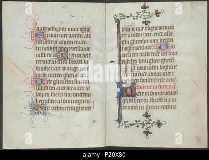 . Buch der Stunden vom Meister des Zweder van Culemborg - KB 79 K 2-Folios 139 V (links) und 140 r (rechts). Linken seite Folio 139 v und rechten Seite Folio 140 r aus dem Buch von Stunden durch Master (s) von Zweder van Culemborg. zwischen ca. 1430 und ca. 1435 33 Buch der Stunden vom Meister des Zweder van Culemborg - KB 79 K 2-Folios 139 V (links) und 140 r (rechts) Stockfoto