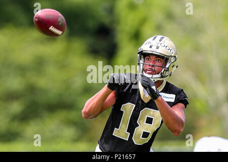 Juni 13, 2018 - New Orleans Saints wide receiver Keith Kirkwood (18) beteiligt sich an einem obligatorischen minicamp im Ochsner Sport Performance Center in Metairie, LA. Stephen Lew/CSM Stockfoto