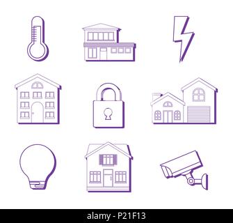 Icon Set von smart home design auf weißem Hintergrund, Vector Illustration Stock Vektor