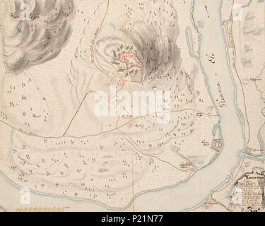 . Norsk Bokmål: Kart fra Nasjonalbibliotekets kartsamling. Er Kartet gitt ut i håndtegnet (ca 1800?) og viser Kongsvinger. Vor ca 1800?. Unbekannt 167 Kongswinger-no-nb krt 01014 Stockfoto