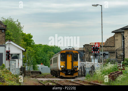 Leiston Bahnhof, East Suffolk Strangleitung Stockfoto