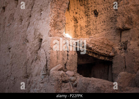 Marokko, eingestürzt Kasbah in der Nähe von Agdz Stockfoto