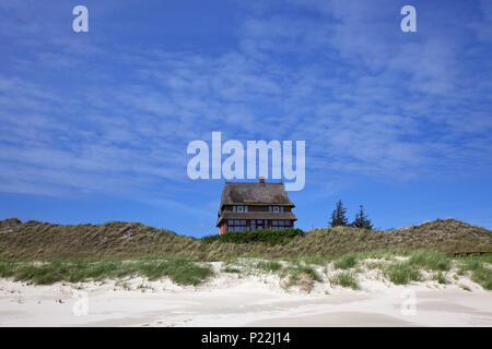 Haus in den Dünen, Amrum, Insel Amrum, Nordsee, Nationalpark Schleswig-Holsteinisches Wattenmeer, Schleswig-Holstein, Deutschland, Stockfoto