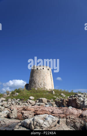 Italien, Sardinien, Ostküste, Bari Sardo Ogliastra Torre di Bari, Marina di Bari, militärischen Turm, Stockfoto