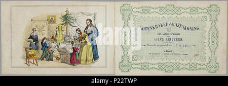 . Notenkraker-Muizenkoning: een aardig Lieve sprookje voor Kinderen van/naar het Hoogduitsch E.T.A. Hoffmann. Länglich prentenboek met paginagrote handgekleurde gravures naast's pagina met Text. Marie krijgt met Kerstmis een notenkraker Cadeau. Ze droomt dat er een gevecht ontstaat tussen de notenkraker en de muizenkonIngekleurd De notenkraker ist eigenlijk een Jongen betoverde Sterben über een speelgoedwinkel terecht bij Marie ist Gekomen. In de droom bezoeken ze een luilekkerland. 11 S., 8 Bl. pl: handgekleurde gravures//De keerzijde der illustraties ist onbedrukt//Auteursnaam op titelblad ab Stockfoto