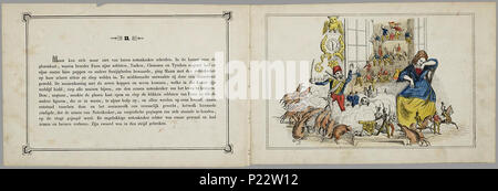 . Notenkraker-Muizenkoning: een aardig Lieve sprookje voor Kinderen van/naar het Hoogduitsch E.T.A. Hoffmann. Länglich prentenboek met paginagrote handgekleurde gravures naast's pagina met Text. Marie krijgt met Kerstmis een notenkraker Cadeau. Ze droomt dat er een gevecht ontstaat tussen de notenkraker en de muizenkonIngekleurd De notenkraker ist eigenlijk een Jongen betoverde Sterben über een speelgoedwinkel terecht bij Marie ist Gekomen. In de droom bezoeken ze een luilekkerland. 11 S., 8 Bl. pl: handgekleurde gravures//De keerzijde der illustraties ist onbedrukt//Auteursnaam op titelblad ab Stockfoto