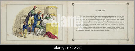 . Notenkraker-Muizenkoning: een aardig Lieve sprookje voor Kinderen van/naar het Hoogduitsch E.T.A. Hoffmann. Länglich prentenboek met paginagrote handgekleurde gravures naast's pagina met Text. Marie krijgt met Kerstmis een notenkraker Cadeau. Ze droomt dat er een gevecht ontstaat tussen de notenkraker en de muizenkonIngekleurd De notenkraker ist eigenlijk een Jongen betoverde Sterben über een speelgoedwinkel terecht bij Marie ist Gekomen. In de droom bezoeken ze een luilekkerland. 11 S., 8 Bl. pl: handgekleurde gravures//De keerzijde der illustraties ist onbedrukt//Auteursnaam op titelblad ab Stockfoto