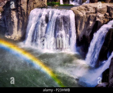 Shoshone Falls mit Regenbogen. Snake River in Idaho. Stockfoto