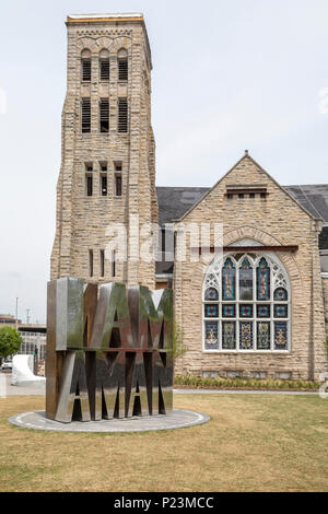 Memphis, Tennessee - "Ich bin ein Mann Plaza,' neben Clayborn Tempel. Die Kirche war ein Sammelpunkt für die 1968 Memphis Sanitation Workers Strike, duri Stockfoto