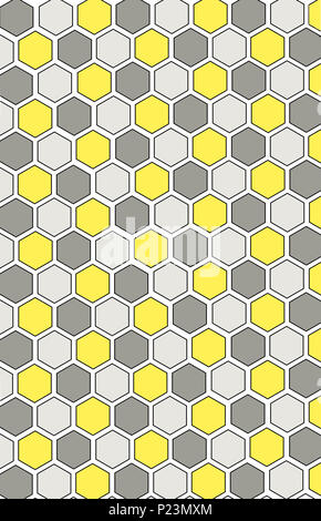 Honeycomb nahtlose Muster. Farben: grau, gelb, weiß Stockfoto