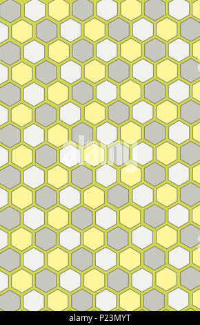 Honeycomb nahtlose Muster. Farben: grau, gelb, weiß Stockfoto