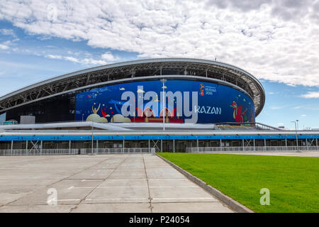 Kasan, Russland - 12. Juni 2018: Kazan Arena Fußballstadion. Kazan - die Stadt der FIFA Weltmeisterschaft in Russland im Jahr 2018 Stockfoto