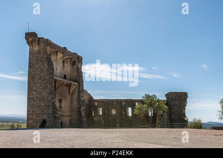 Châteauneuf-du-Pape, Vaucluse, Provence-Alpes-Côte d'Azur, Frankreich, Châteauneuf-du-Pape Schloss im Tal der Rhone. Stockfoto