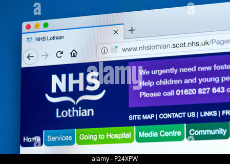 LONDON, Großbritannien - 5. MÄRZ 2018: Die Homepage der offiziellen Website für die NHS Lothian - eine der 14 Regionen von NHS Schottland, am 5. März 2018. Stockfoto