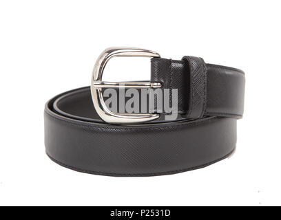 Schwarz Leder Gürtel. Elegance leder gürtel. Stockfoto