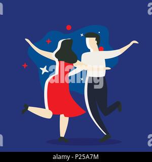 Paar tanzen. Dance Party Konzept. Cartoon Vector Illustration Stock Vektor