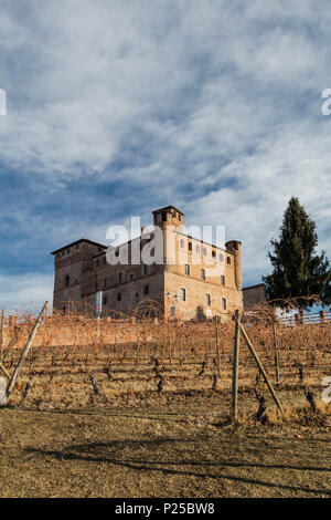 Langhe, Cuneo, Piemont, Italien. Barolo wein Region, schloss Grinzane Cavour Stockfoto