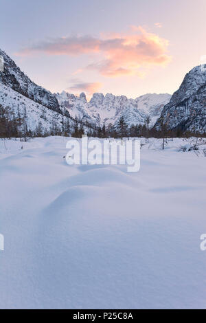 Dämmerung auf Cristallo Gruppe von landro Tal, Provinz Bozen, Südtirol, Italien Stockfoto