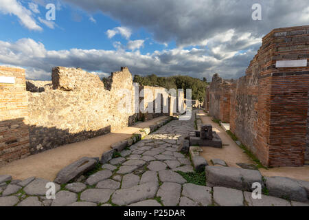 Alte Straße von Pompei, Pompei, Neapel, Kampanien, Italien Stockfoto