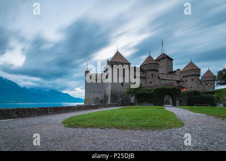 Schloss Chillon, Kanton Waadt, Schweiz, Schweizer Alpen Stockfoto
